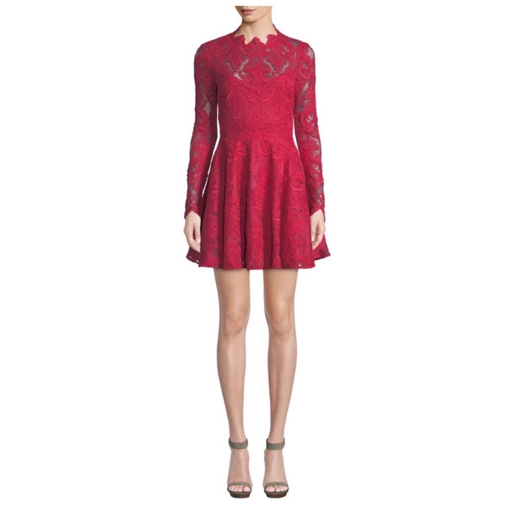 SAYLOR Rita long-Sleeve Mini Dress in Corded Lace